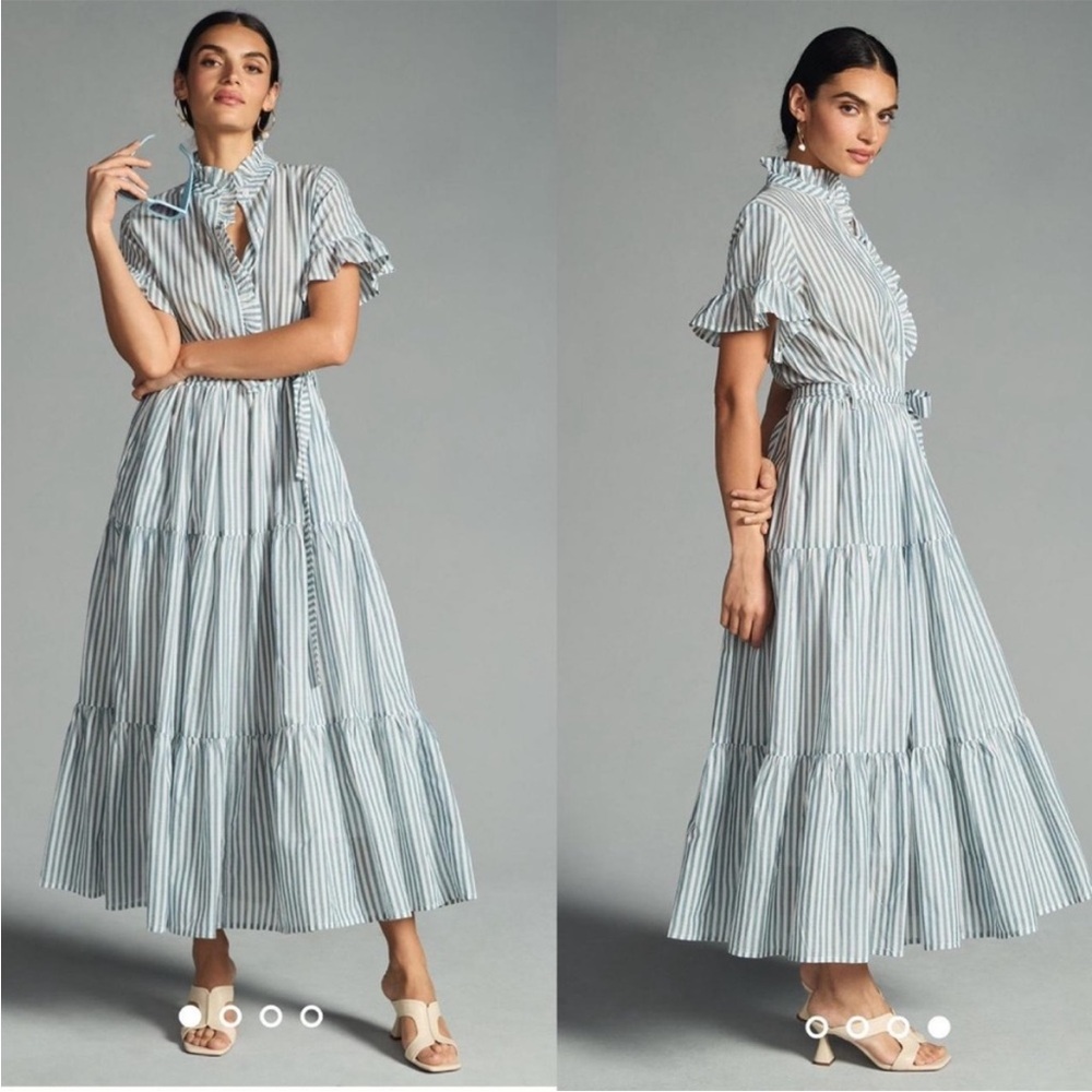 Mille resort tiered striped midi dress